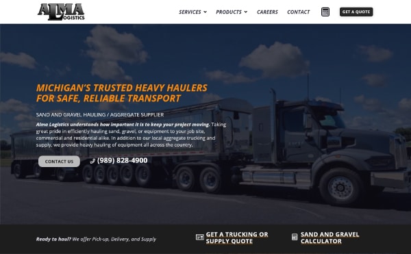 Alma Logistics Trucking Website Design