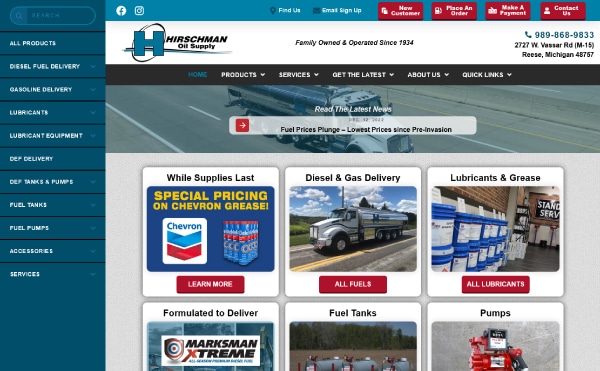 Hirschman Oil Supply Website Design