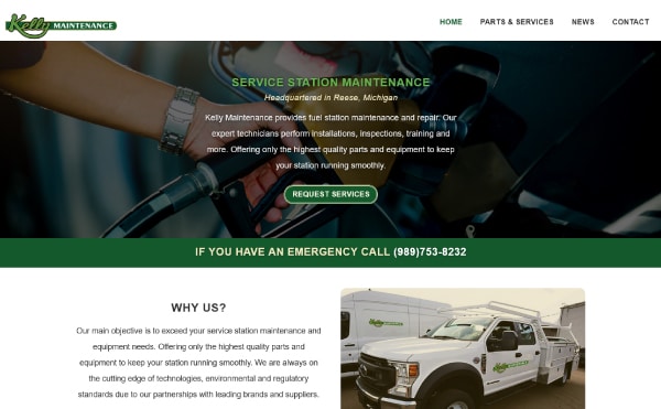 Kelly Maintenance Website Design