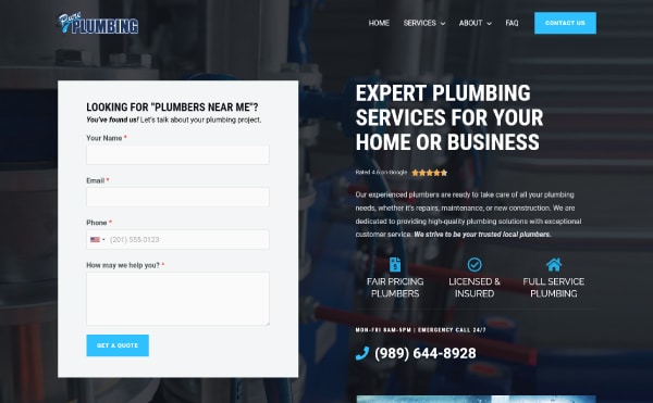 Pure Plumbing Website Design